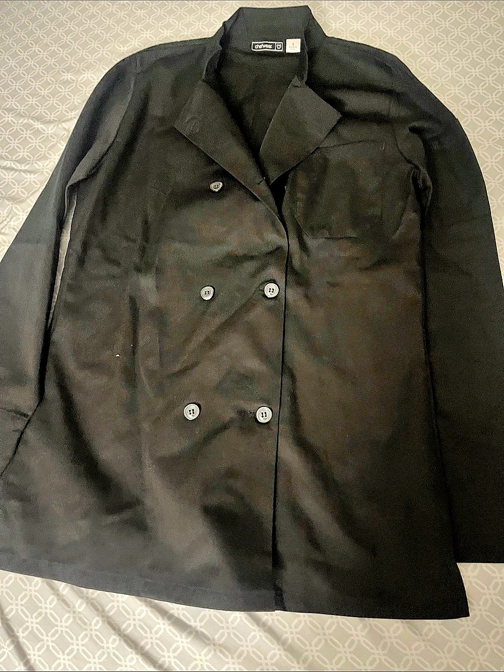 chefwear Long Sleeve Chef Coat Black Small